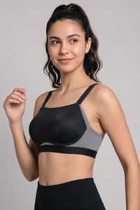 Zelocity High Impact Quick Dry Padded Sports Bra - Jet Black — thumbnail 3